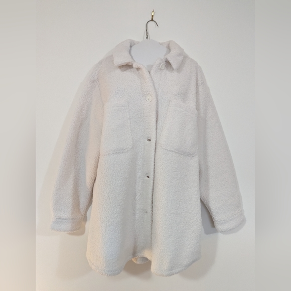 Sherpa Style Oversized Shirt Jacket s: XXL - Picture 8 of 9